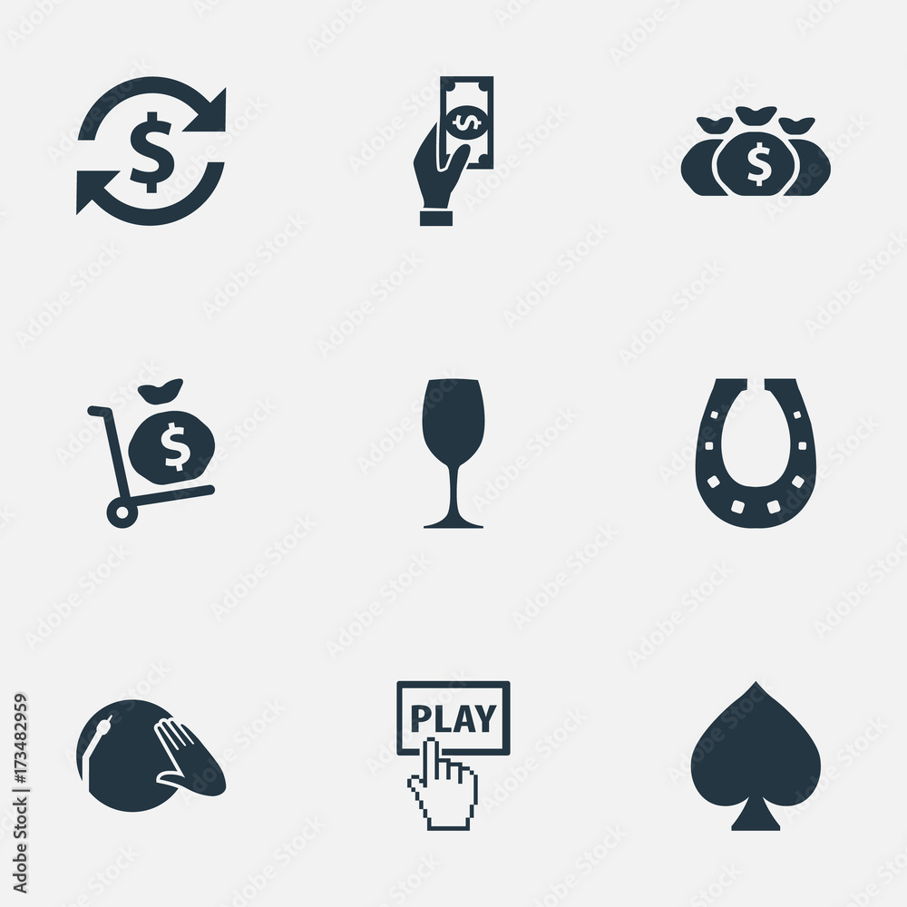 Vector Illustration Set Of Simple Casino Icons. Elements Click ...