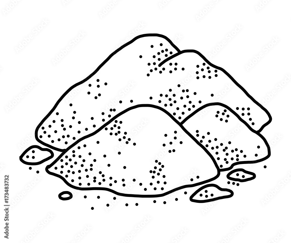 sand / cartoon vector and illustration, black and white, hand drawn ...