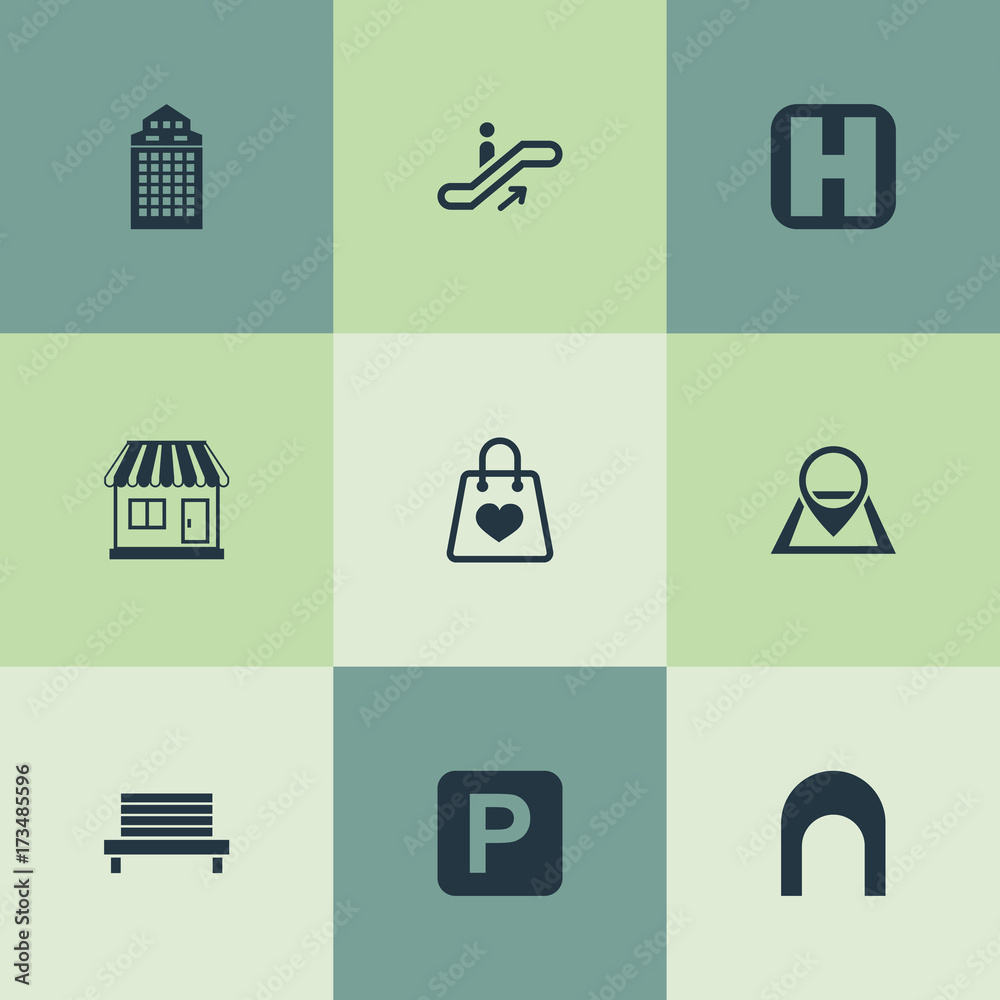 Vector Illustration Set Of Simple Infrastructure Icons. Elements