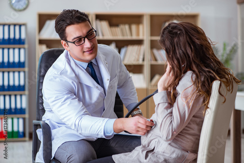 Pregnant woman visiting doctor for consultation