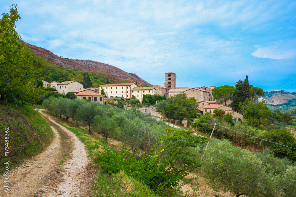 Fototapeta premium Abbey of Farfa (Lazio, Italy) - It's one of the most famous catholic abbeys of Europe. Benedictine Order, located about 60 km from Rome.