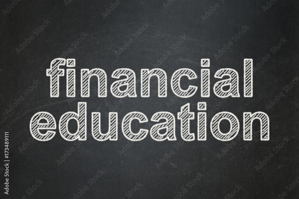 Fototapeta premium Studying concept: Financial Education on chalkboard background