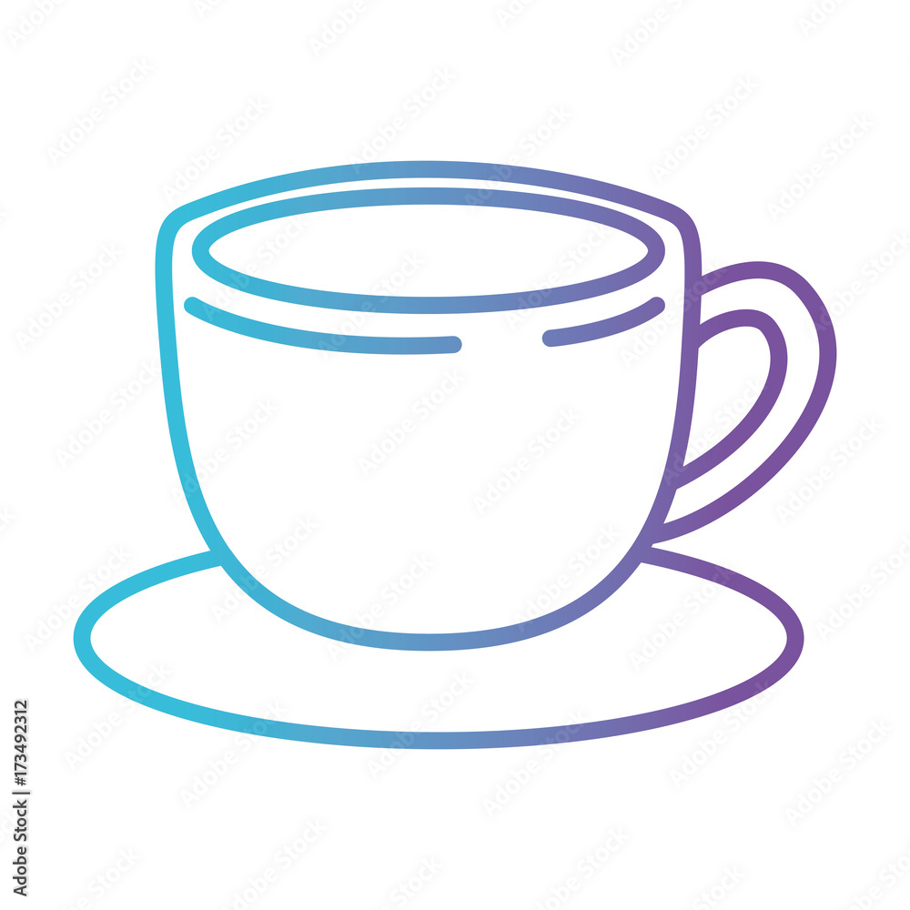 cup of coffee with handle on dish gradient color silhouette from blue to purple vector illustration cup of coffee with handle on dish gradient color silhouette from blue to purple vector illustration