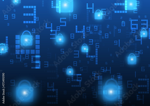 Abstract technology background, internet and network data security concept, lock