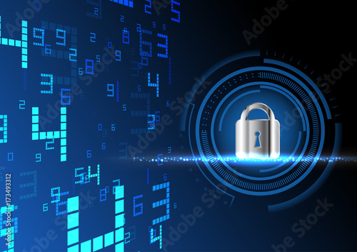 Abstract technology on dark background, digital security concept