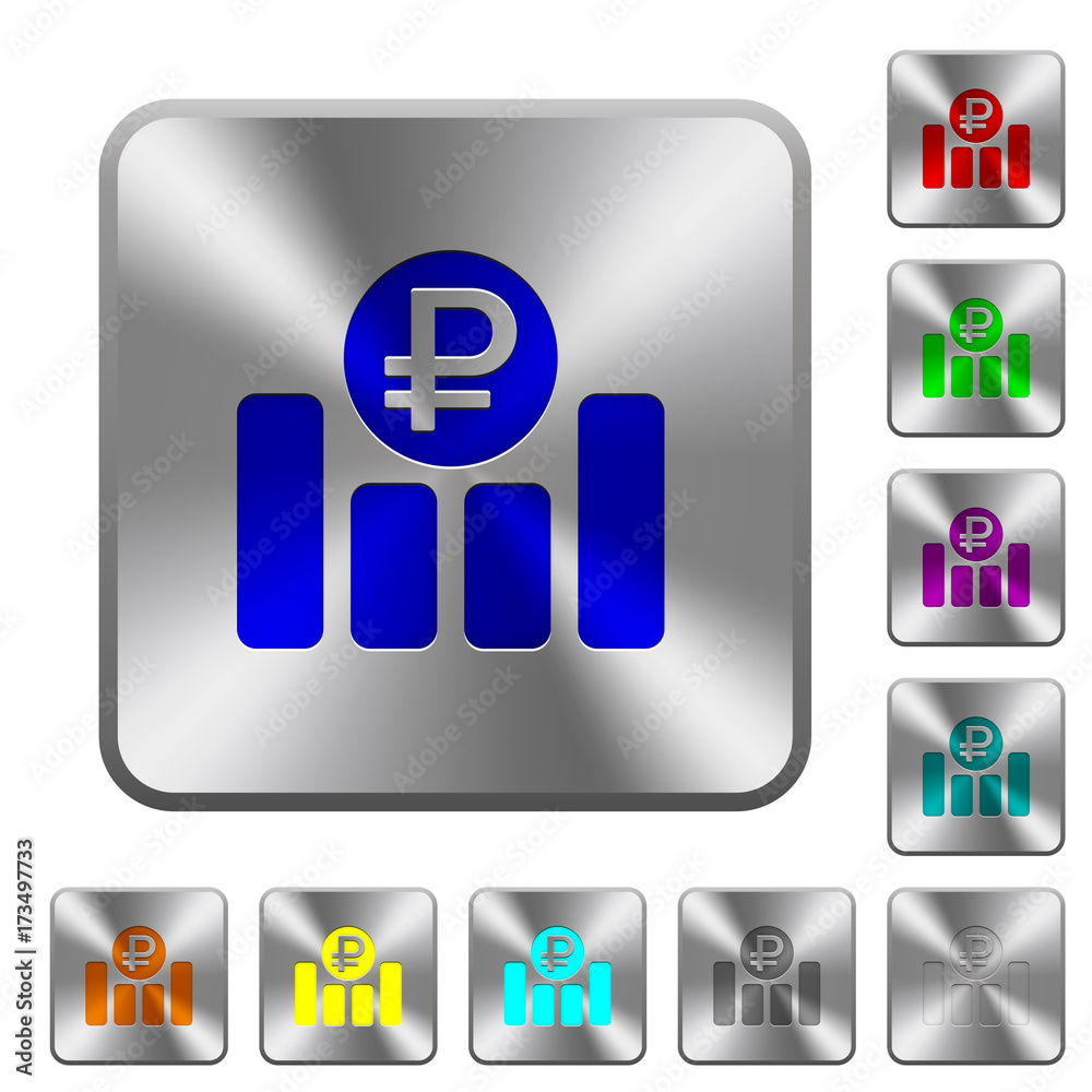 Ruble financial graph rounded square steel buttons Ruble financial graph rounded square steel buttons
