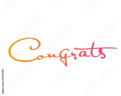 Golden glitter isolated hand writing word Congrats
