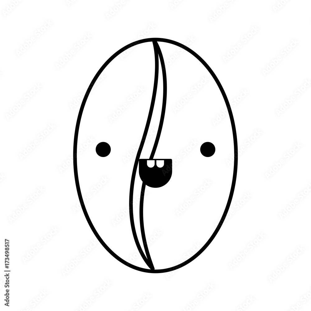 coffee seed monochrome kawaii silhouette vector illustration Stock