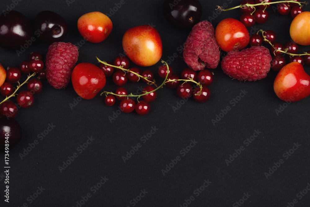 a frame of different ripe on a black background a frame of different ripe on a black background
