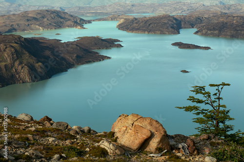  Top view of lake Nordenskjold. National Park Torres del Paine. Patagonia. Chile. photo