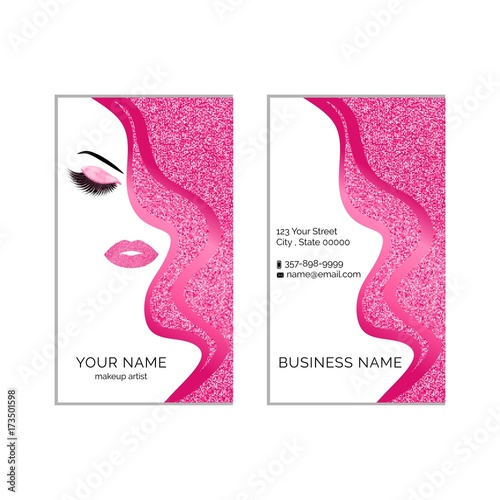 Makeup artist business card vector template