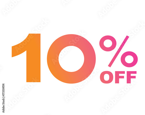 Vector luxury gradient pink to orange ten percent off special discount word text