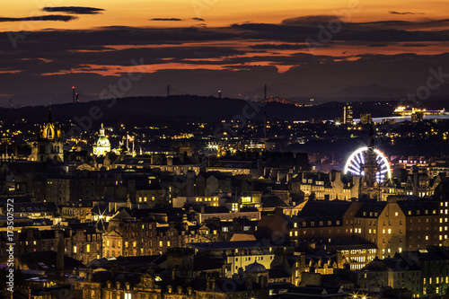 the light of Edinburgh city in golden hour 