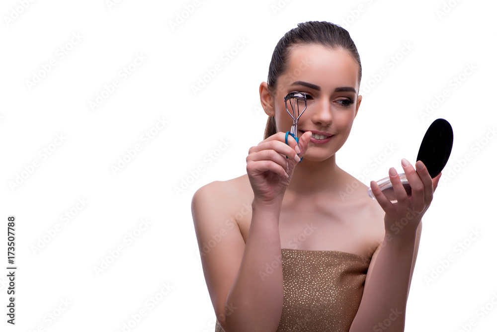Woman in beauty concept applying make up using cosmetics Woman in beauty concept applying make up using cosmetics