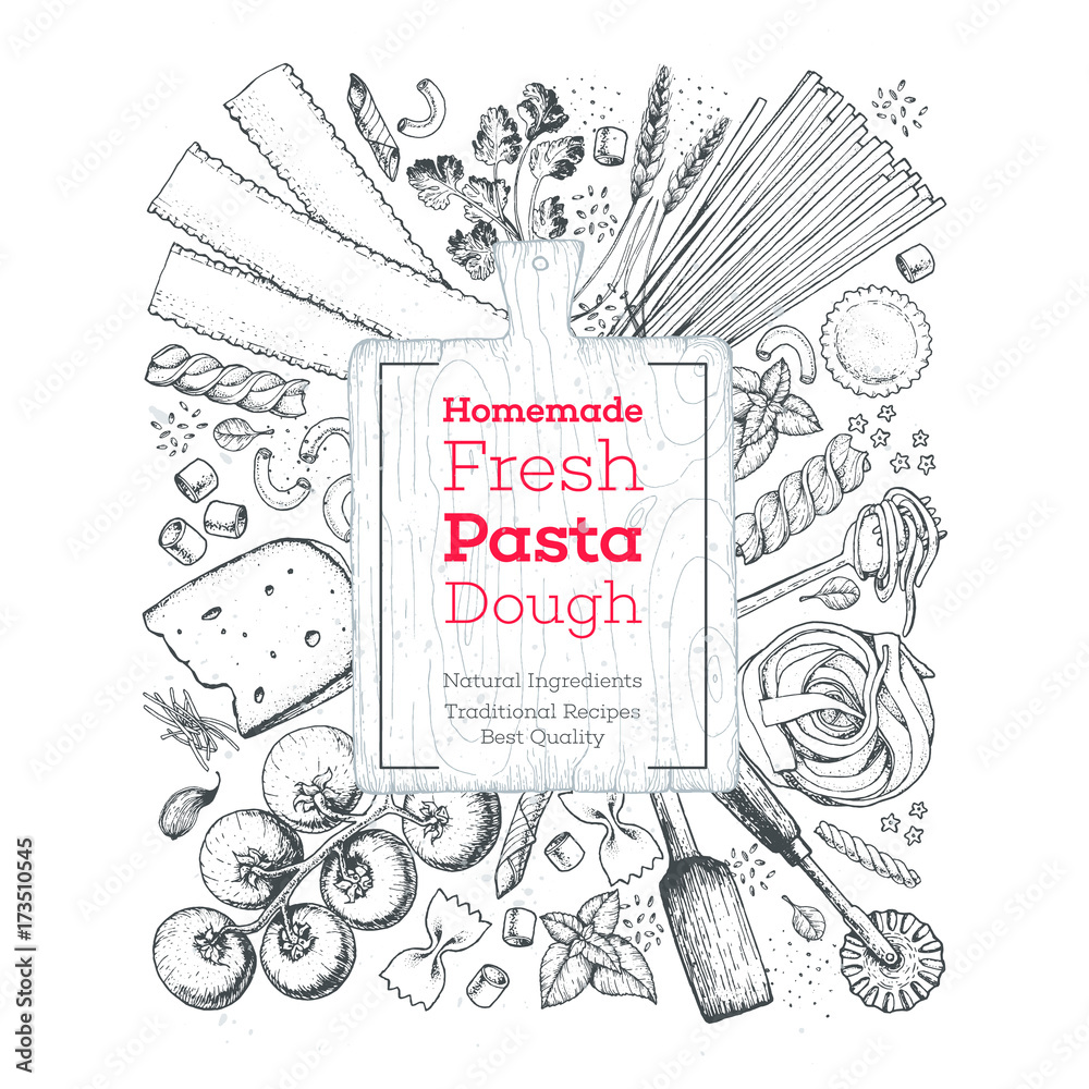 Delicious italian pasta types of high quality Vector Image