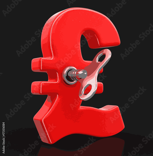 Pound Sign with winding key. Image with clipping path