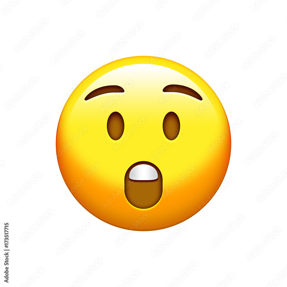 Isolated yellow surprise, yelling face with opened mouth icon Isolated yellow surprise, yelling face with opened mouth icon