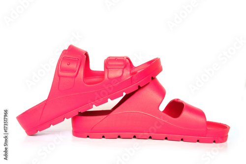 Red sandal on white.