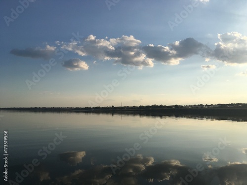 lake on evening 