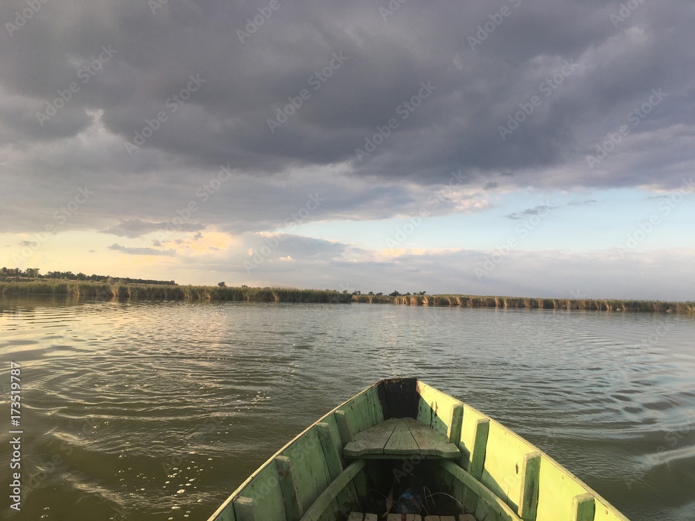 lake on evening 