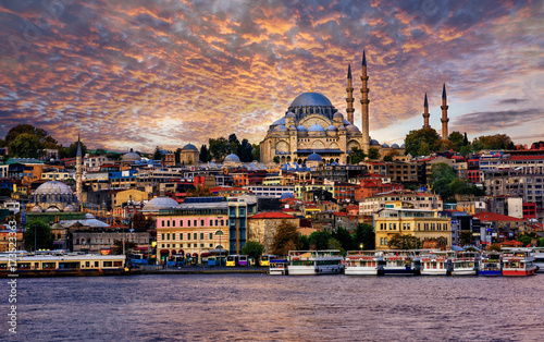 Istanbul city on dramatic sunset, Turkey