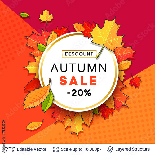 Autumn sale background template.