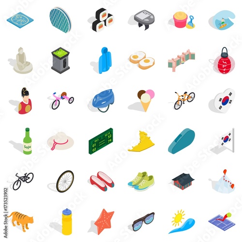 Clothing icons set, isometric style