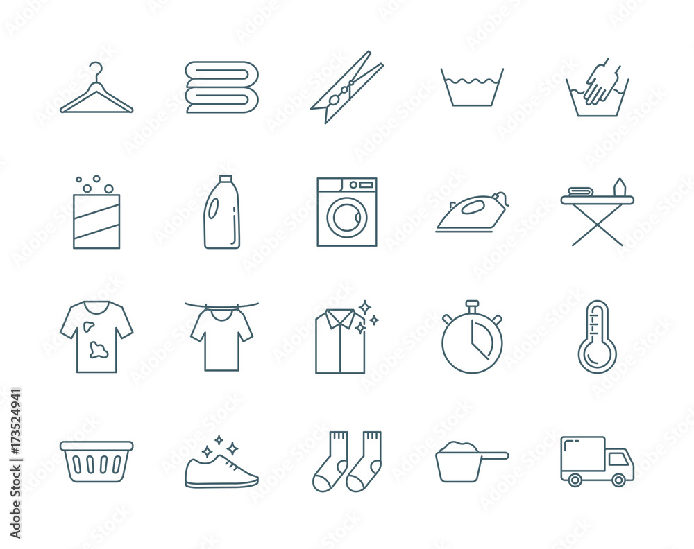 Fototapeta premium Laundry vector icons set