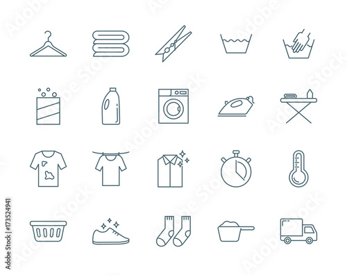 Laundry vector icons set