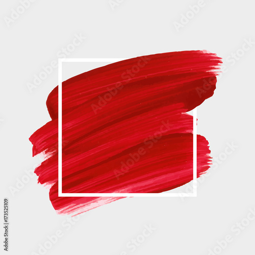 Brush painted textured watercolor art abstract background vector illustration. Acrylic stroke poster over square frame. Perfect design for headline, logo and sale banner. 