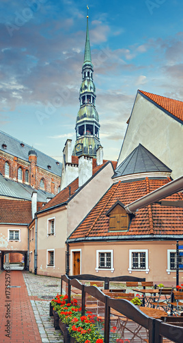 Saint Peter church is the highest and oldest of medieval churches in Riga - the capital of Latvia and and a major commercial, historical and tourist center in the Baltic region