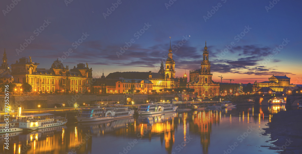 Panoramic image of Dresden, Germany-retro styling, vintage