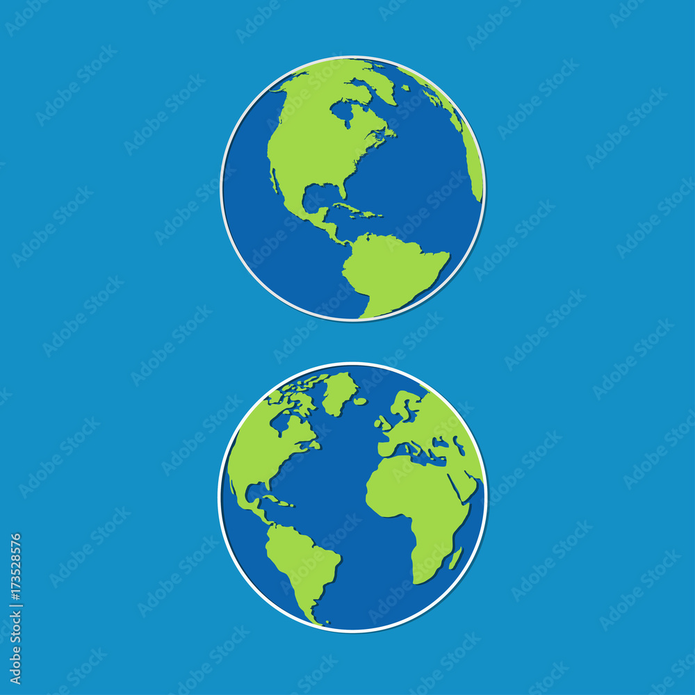 Vector globe icon of the world