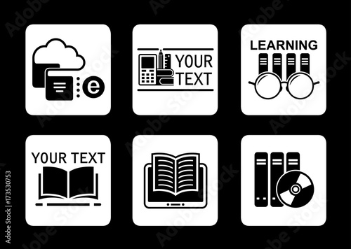 online education concept icons set