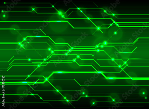 High-Tech Circuit Board Background, Technology green circuit abstract background