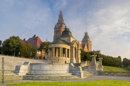 Szczecin, Poland-September 2017: Haken terraces in morning mist