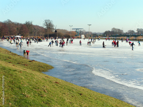 Skating on an ice rink in the Netherlands