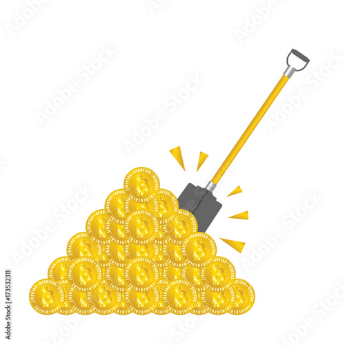 bitcoin virtual digitally money with mining illustration