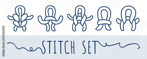 Knitting and needlework icon set