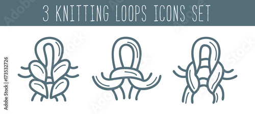 Knitting and needlework icon set