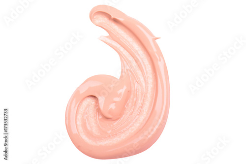 Fototapeta Liquid makeup foundations smear drop on white background.