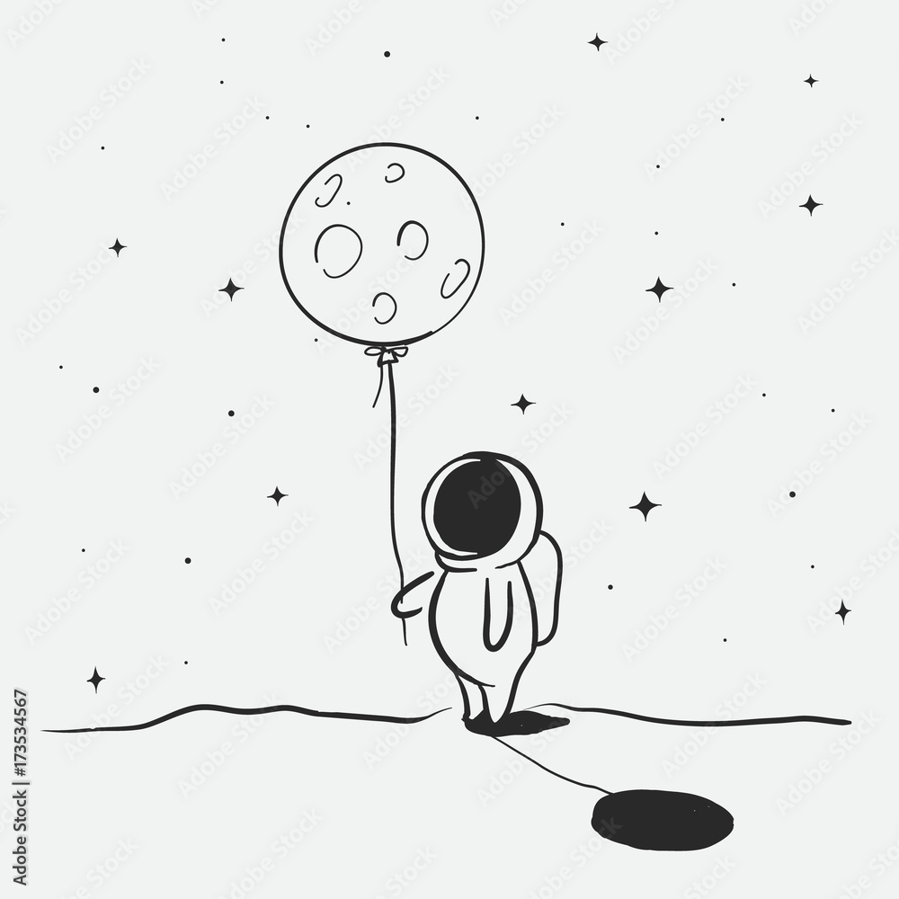 Fototapeta premium Cute astronaut keeps moon.