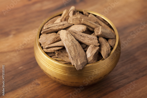 Agarwood, also called aloeswood, incense chips photo