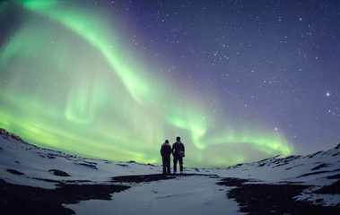 Leinwandbilder Nordlichter Grünes Polarlicht in klarer Nacht  © Ingemann