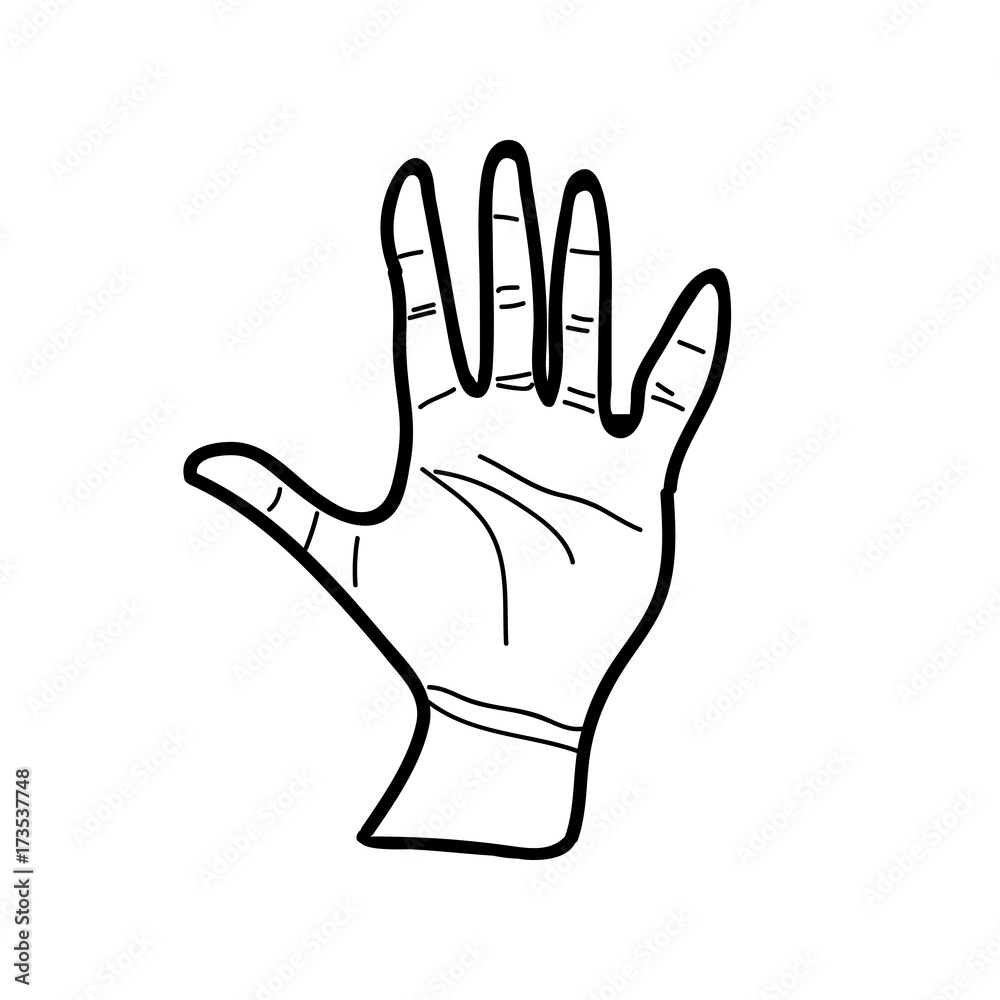 Vector hands illustration in black and white. Human hand outline Stock