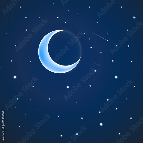 Fototapeta Naklejka Na Ścianę i Meble -  Crescent Moon and Star