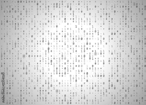 Vector binary code white background. Big data and programming hacking, decryption and encryption, computer streaming black numbers 1,0. Coding or Hacker concept