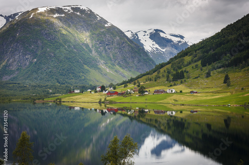 View over the lake Dalavatnet nearby Svedalsfossen