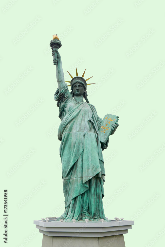 Fototapeta premium Vertical Statue of Liberty in Odaiba Japan isolated
