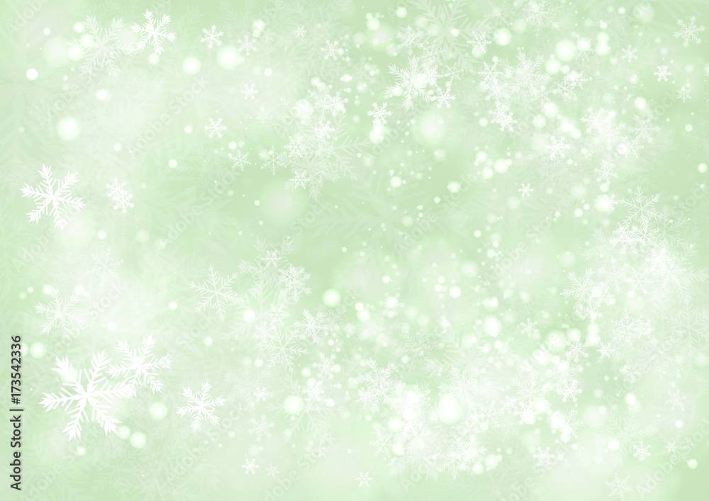 Green gradient winter paper background with the snow and snowflake border Green gradient winter paper background with the snow and snowflake border